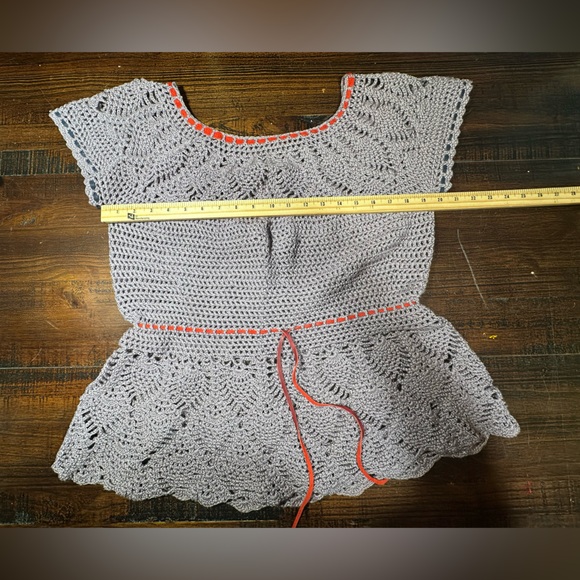 Vintage Handmade Crochet Top w/
Leather Details - Picture 5 of 6